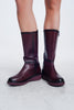 Chunky Zip Boots in Maroon