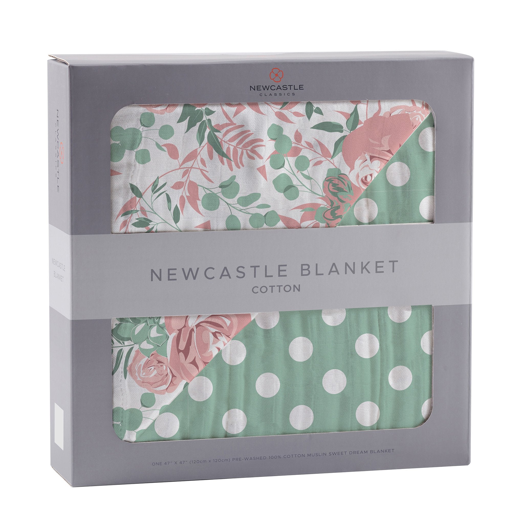 Desert Rose & Jade Polka Dot Cotton Muslin Blanket