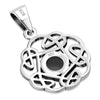 Small Black Onyx Round Celtic Knot Silver Pendant