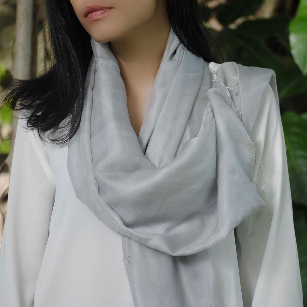 Silver Moon Khmer Silk Scarf