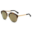 COROLLA | Half Frame Mirrored Lens Horned Rim Sunglasses Circle