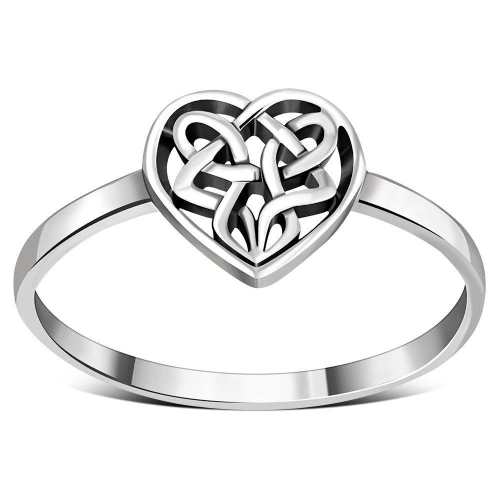 Bague coeur noeud celtique en argent uni