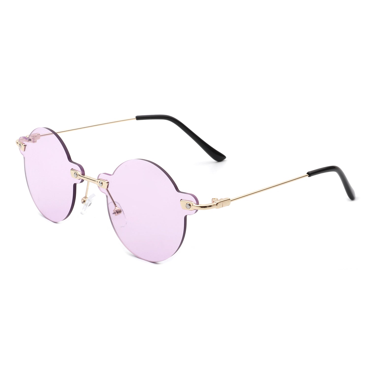 Crescent - Circle Retro Round Rimless Fashion Tinted Vintage Sunglasses