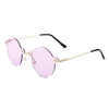 Crescent - Circle Retro Round Rimless Fashion Tinted Vintage Sunglasses