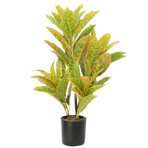 Zèbre flamboyant artificiel en pot (Codiaeum Variegatum / Crotons) 55cm