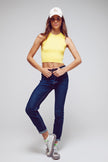 Cropped Knitted Tank Top in Yellow