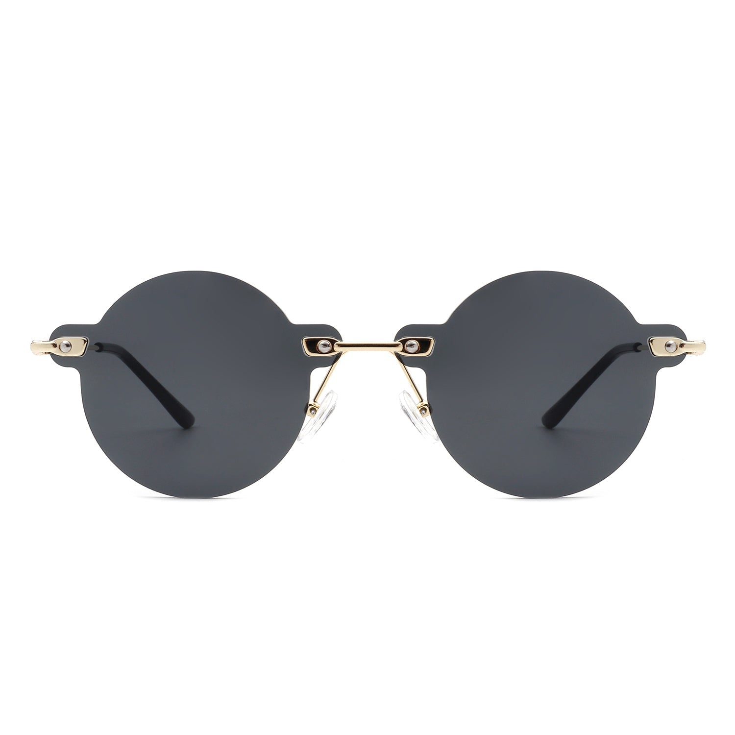 Crescent - Circle Retro Round Rimless Fashion Tinted Vintage Sunglasses