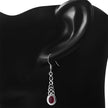 Garnet Long Celtic Knot Silver Earrings