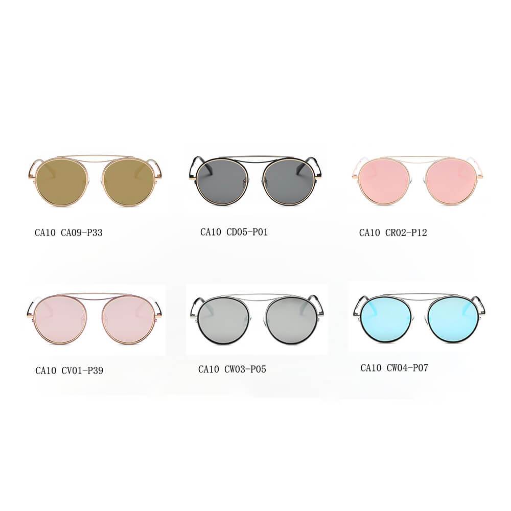 FAIRFAX | Polarized Circle Round Brow-Bar Fashion Sunglasses