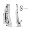 .925 Sterling Silver 1 Cttw Round Diamond Graduated Huggie Earrings