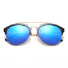 COROLLA | Half Frame Mirrored Lens Horned Rim Sunglasses Circle