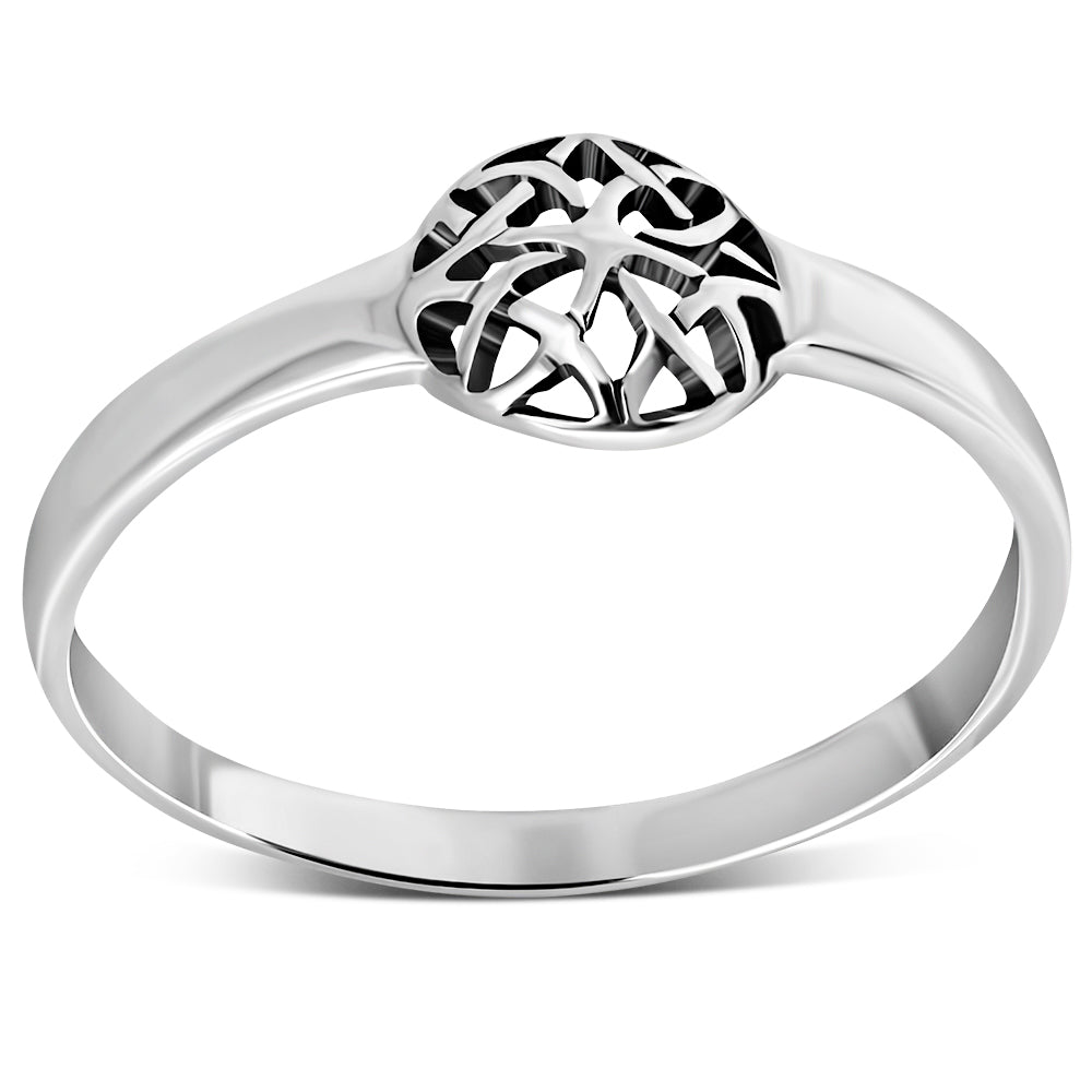 Bague à nœud celtique en argent uni délicat,