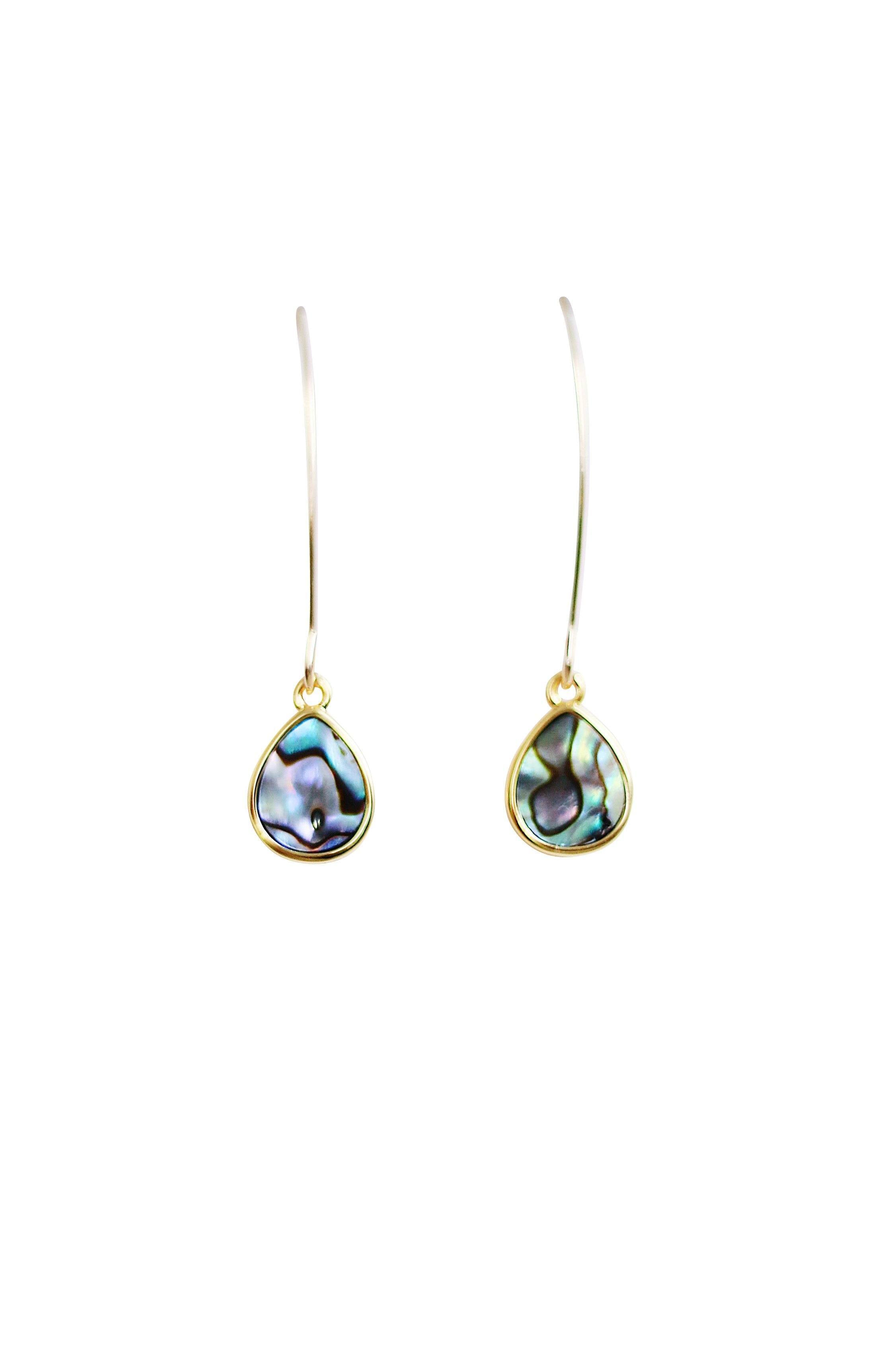 Abalone Teardrop Marquise Earrings in Gold