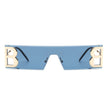 Rainbowx - Rimless Rectangle Flat Top Tinted Fashion Sunglasses