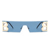 Rainbowx - Rimless Rectangle Flat Top Tinted Fashion Sunglasses