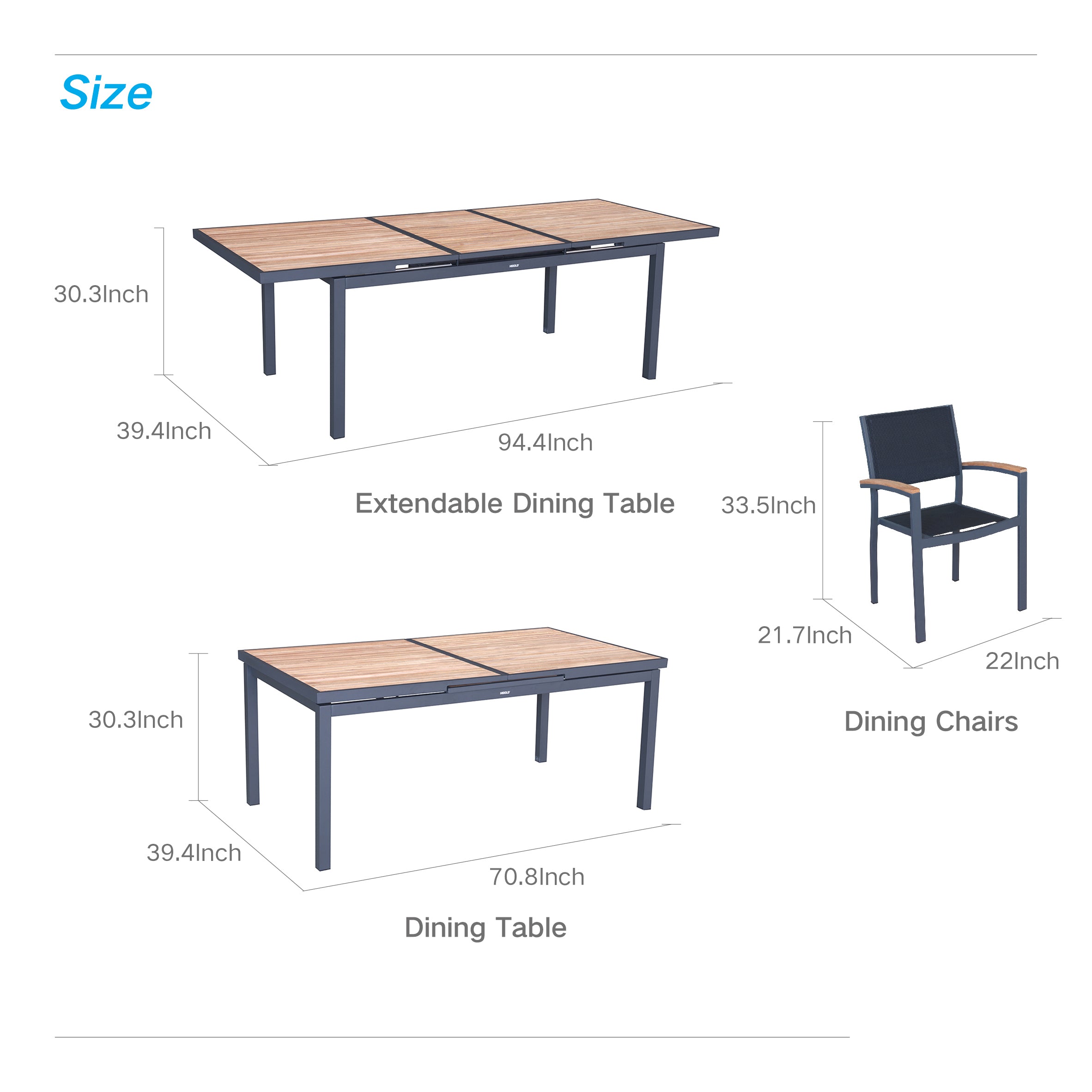 Teak Aluminum Outdoor Dining Set