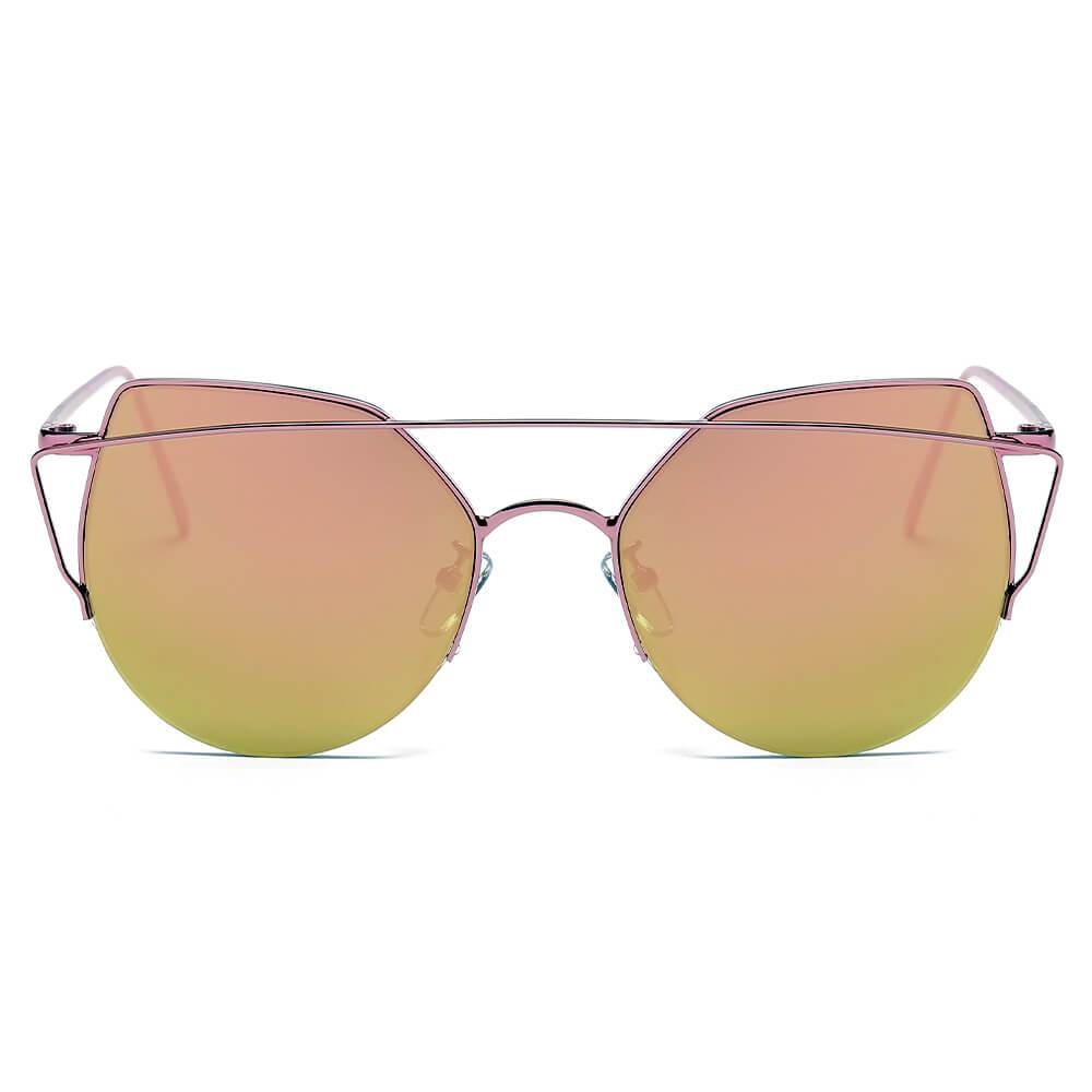 DILLON | Modern Cat Eye Mirrored Flat Lens Sunglasses Circle