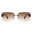 Dreamsea - Rectangle Classic Rimless Square Retro Tinted Fashion Sunglasses