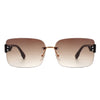 Dreamsea - Rectangle Classic Rimless Square Retro Tinted Fashion Sunglasses