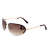 Oceandew - Retro Rimless Oval Tinted Fashion Round Sunglasses