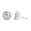 Bouton rond en grappe de style halo de diamants taille brillant en or blanc 14 carats 1,0 carat