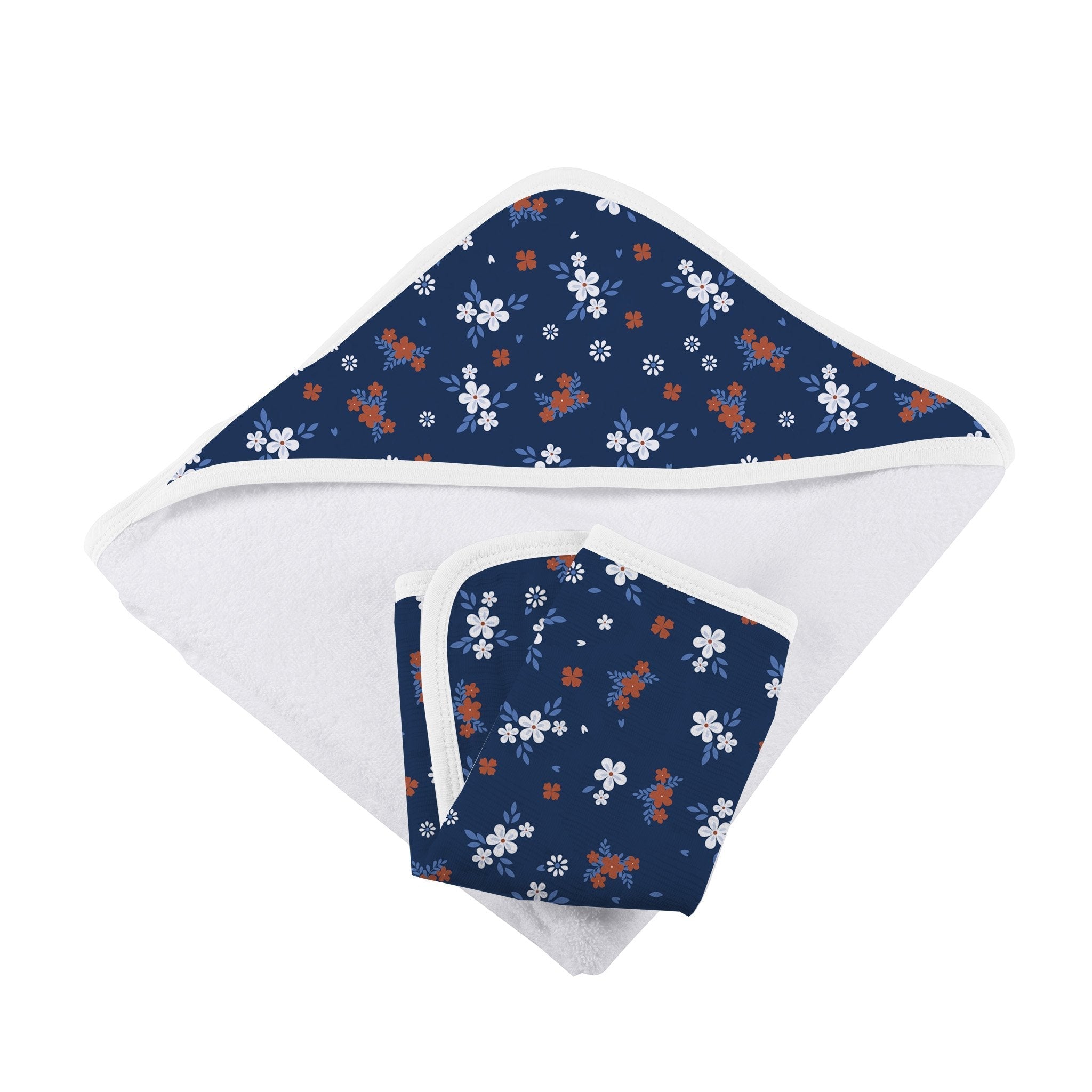 Ensemble serviette à capuche et gant de toilette en bambou floral Serenity