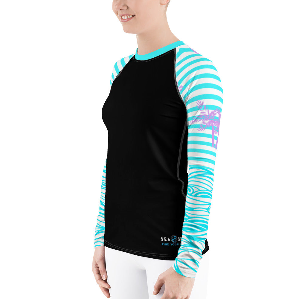 Reels and Reefs Rayé Sea Skinz Performance Rash Guard UPF 40+ pour femme