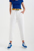 High Rise Mom Jeans With Pleat Front in White