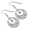 Green Agate Celtic Knot Silver Earrings