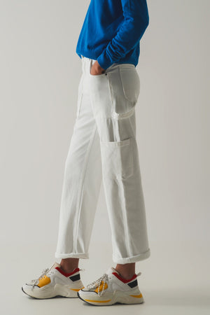 Pantalon cargo en blanc