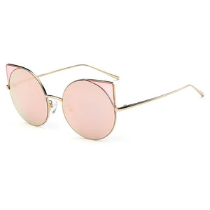 Dublin- Women Mirrored Lens Round Cat Eye Sunglasses