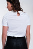 T-Shirt With Collar Detail in White