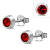 Garnet CZ Sterling Silver Stud Earrings