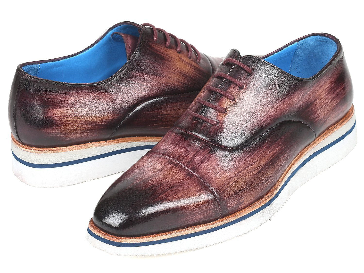 Paul Parkman Oxfords intelligents et décontractés pour hommes en cuir violet (ID#185-PRP-LTH)