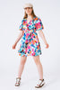 Belted Soft Satin Dress With Flower Print