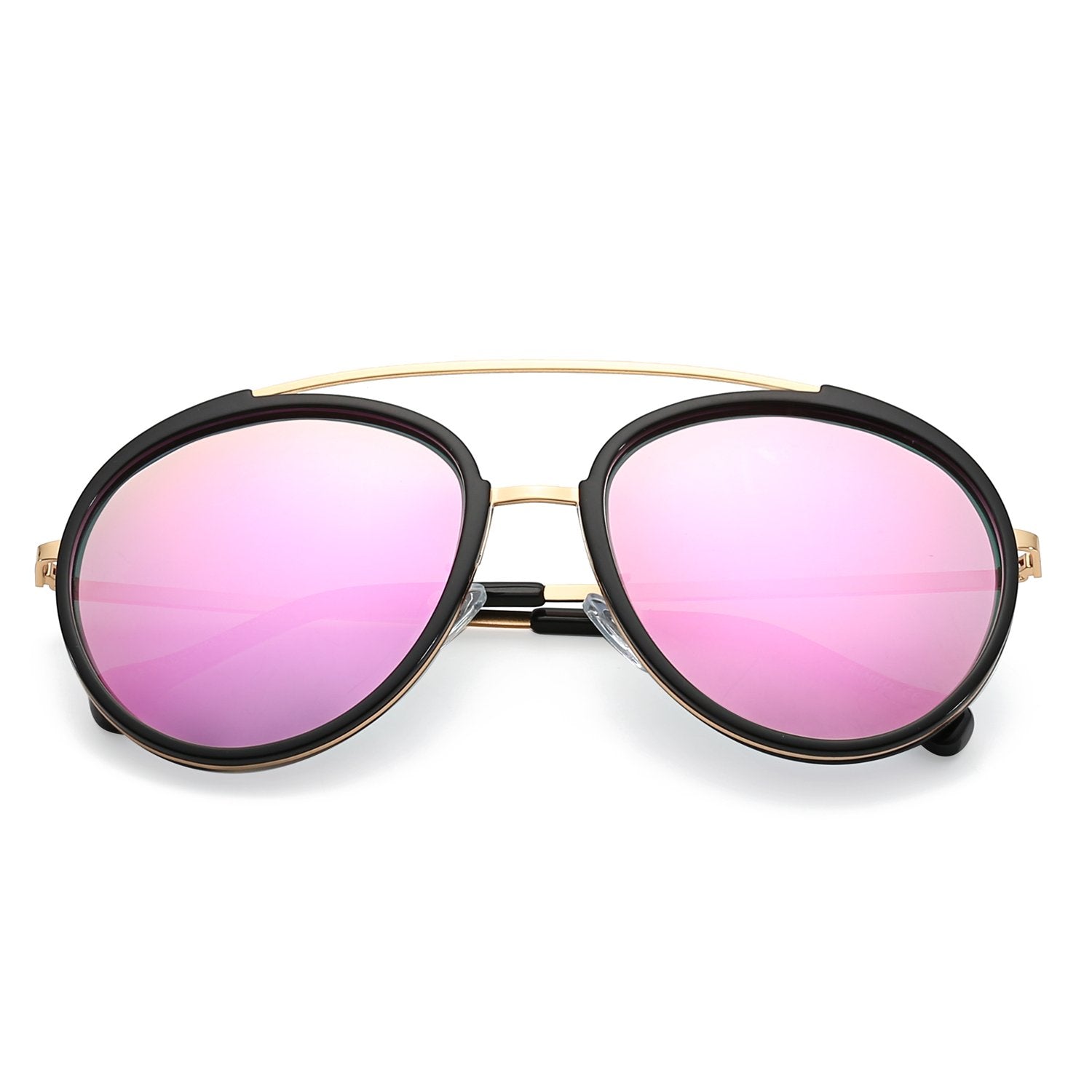 FARMINDALE | Polarized Circle Round Brow-Bar Fashion Sunglasses