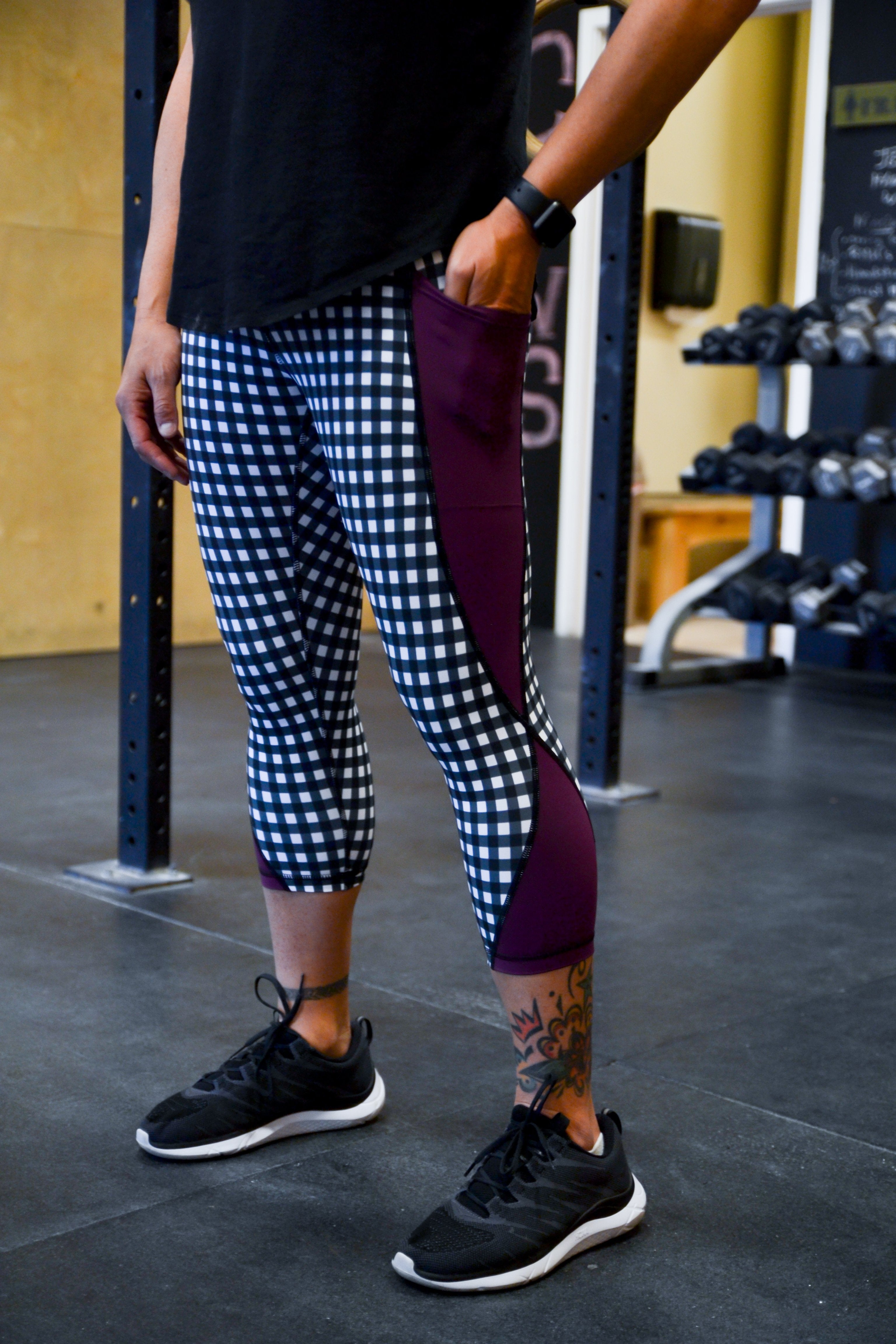 Purple Checker - Pocket Capri