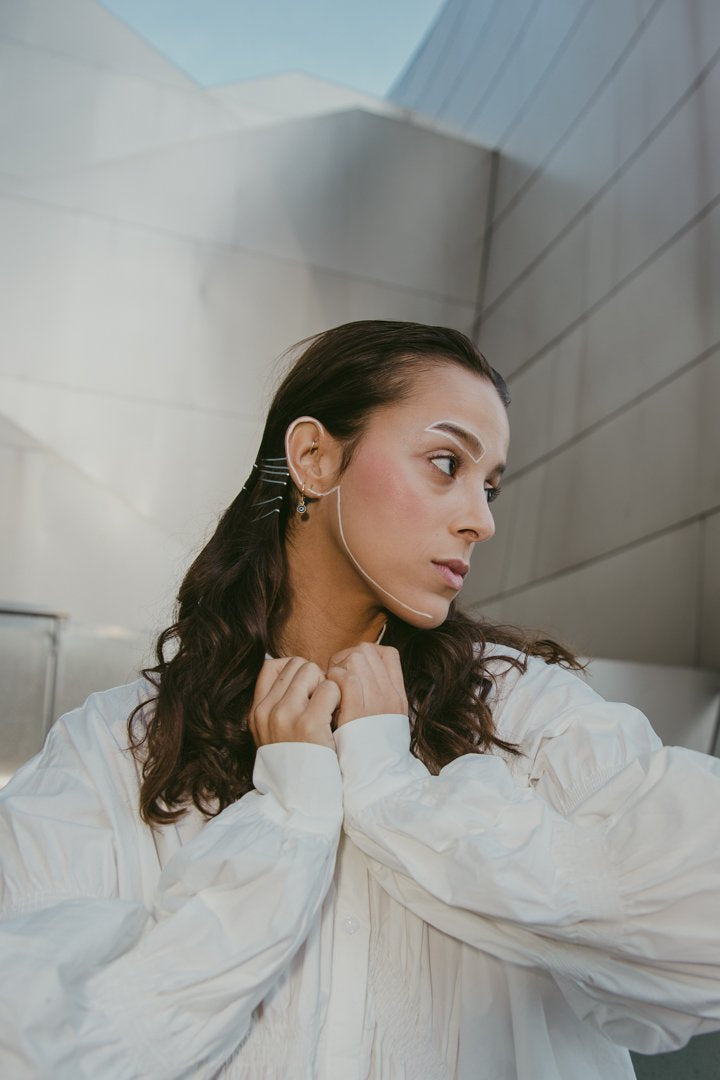 Robe chemise plissée à manches longues Hotaru - Blanc