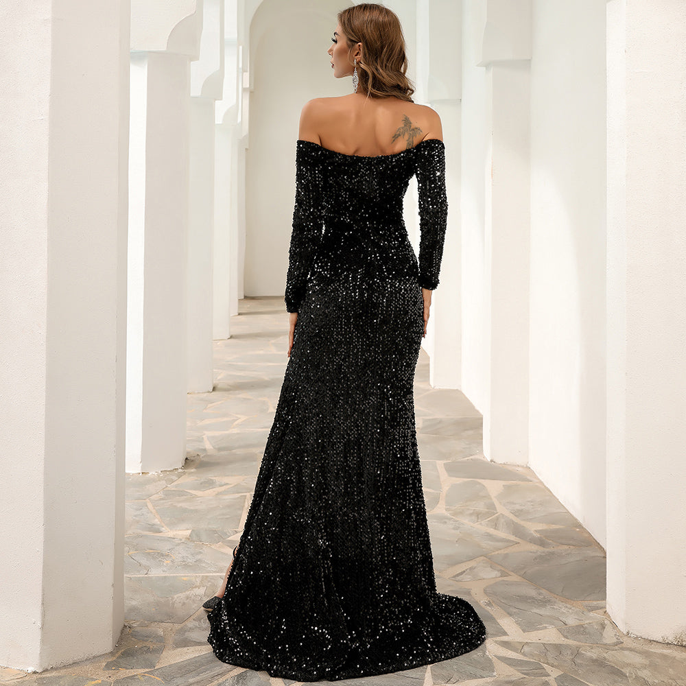 Robe Blair à sequins et épaules dénudées