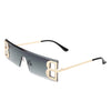 Rainbowx - Rimless Rectangle Flat Top Tinted Fashion Sunglasses