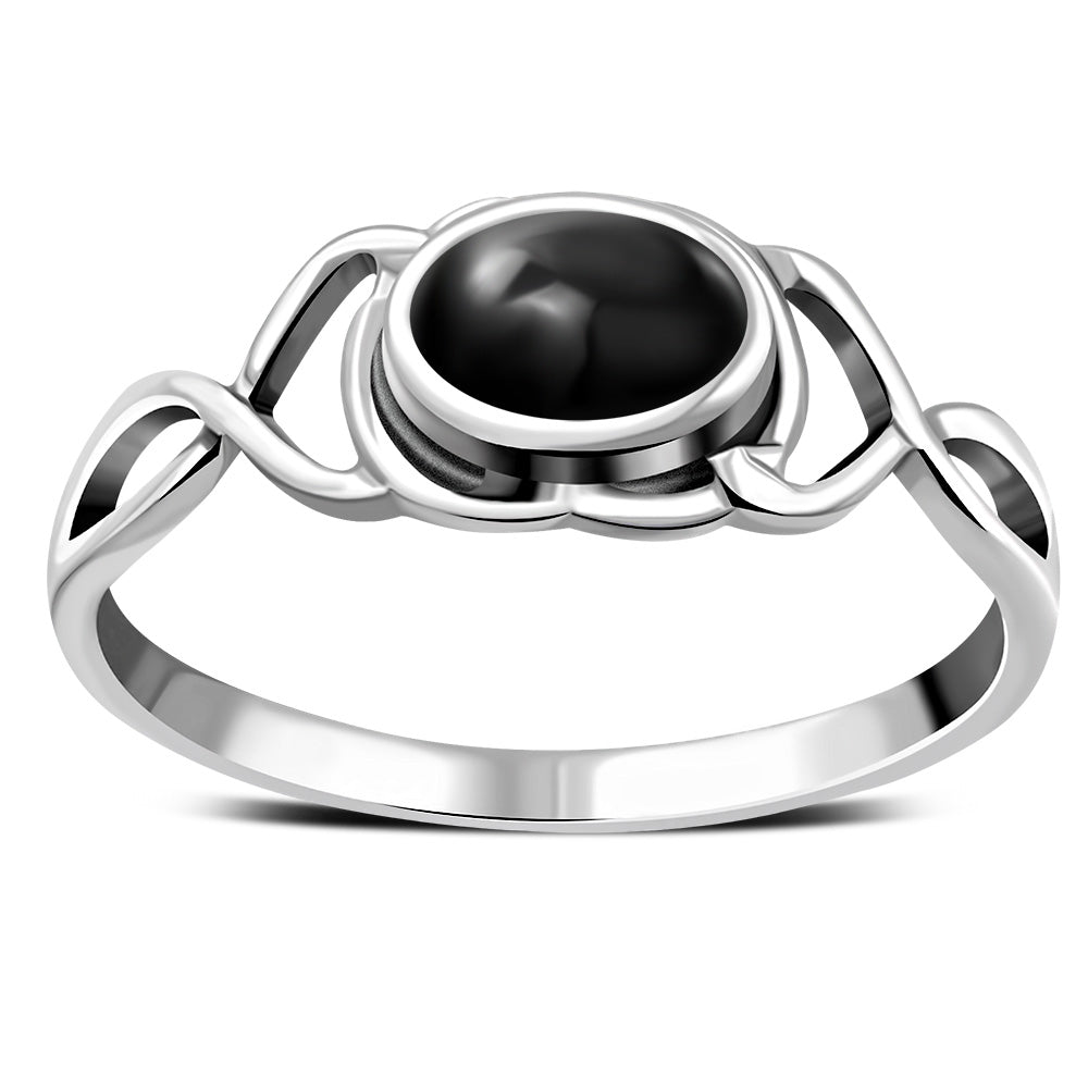 Twisted Black Onyx Silver Ring