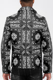 Paisley Print Moto Leather Jacket