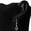 Long Amethyst Stone Celtic Knot Silver Earrings