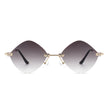 Bluewave - Rimless Retro Round Geometric Frameless Tinted Fashion Sunglasses