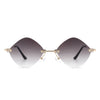 Bluewave - Rimless Retro Round Geometric Frameless Tinted Fashion Sunglasses