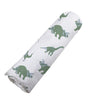 Lange en coton dinosaures vert granite