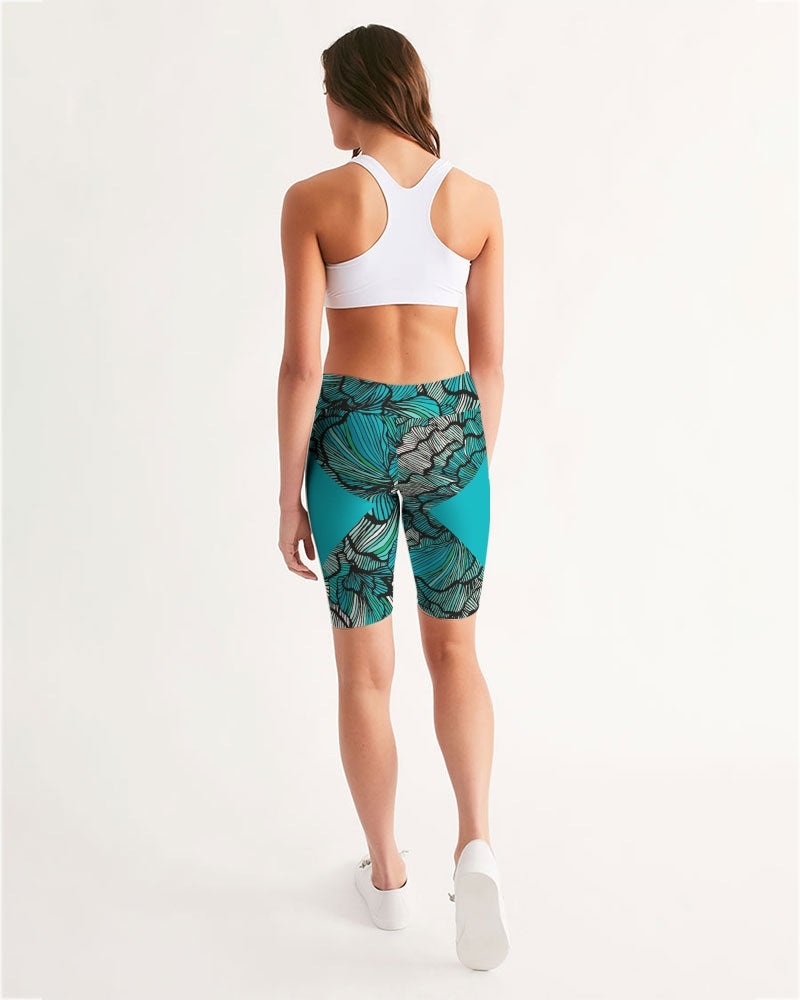 Sea Petal Swirls Women's Mid-Rise Bike Shorts