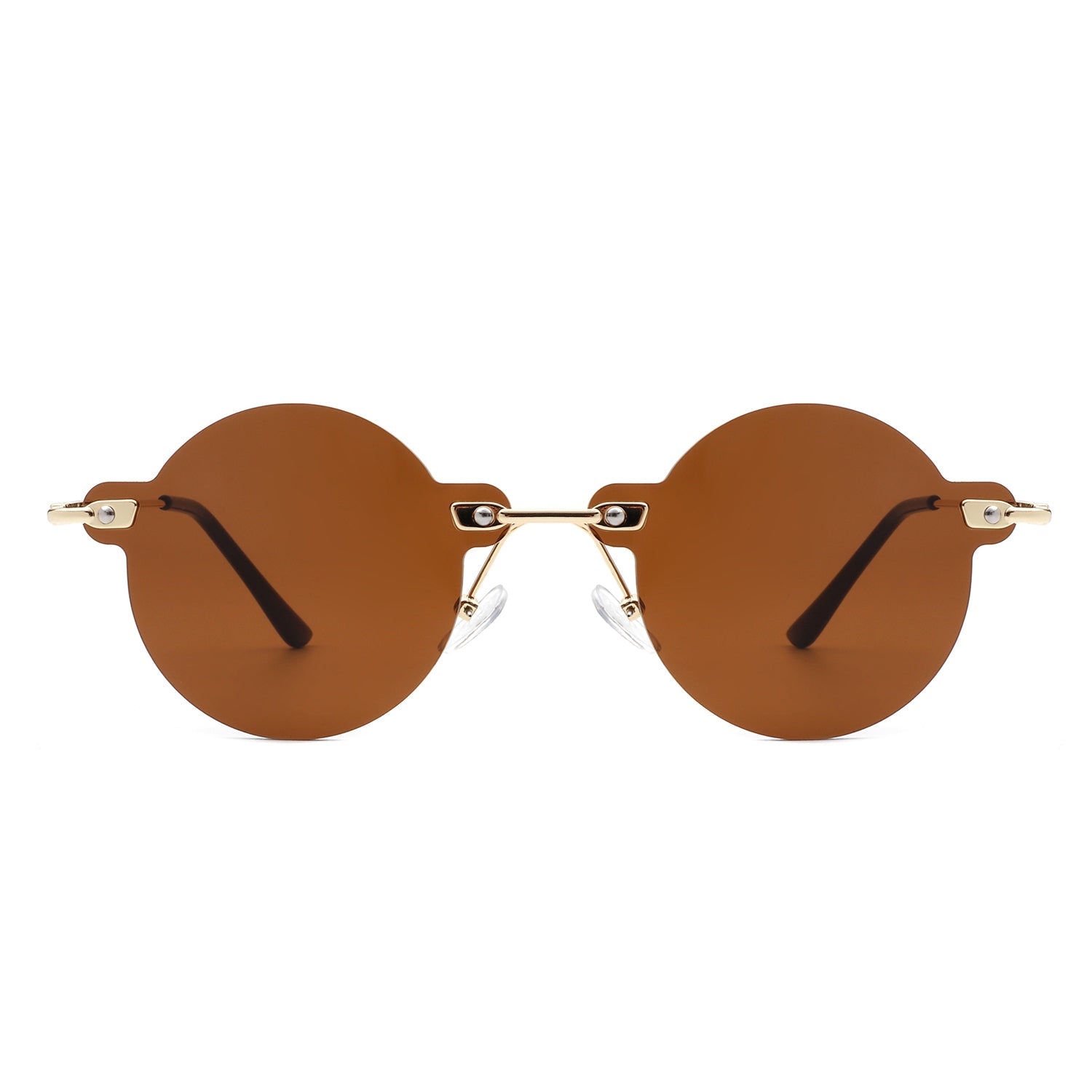 Crescent - Circle Retro Round Rimless Fashion Tinted Vintage Sunglasses