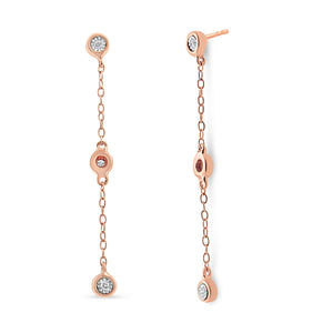 10K Rose Gold Plated .925 Sterling Silver 1/15 Cttw Diamond Dangle Earring