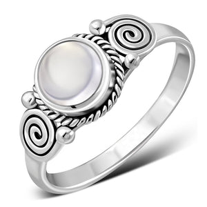 Bague en argent sterling spirale de quartz rose